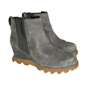 Sorel Joan of Arctic Wedge III Boots Womens Size 10 Gray Leather Wedge Booties